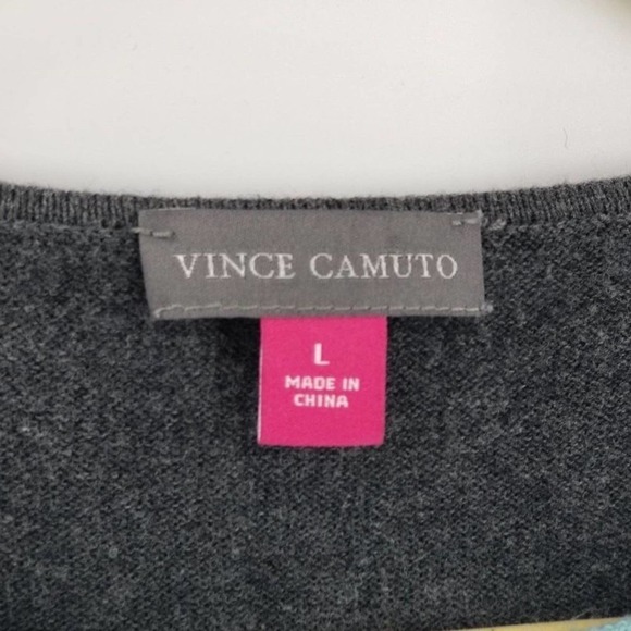 Vince Camuto Colorblock Boatneck Knit Sweater Size Large Blue Gray Front Pockets - Picture 5 of 6
